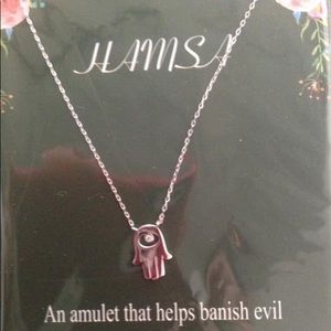 Hands sterling silver amulet necklace Indian Hindu